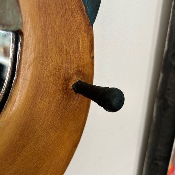 Vintage 23" Boho Celestial Wood Wall Mirror Moon Sun Stars Hand Painted Preowned - Picture 10 of 12